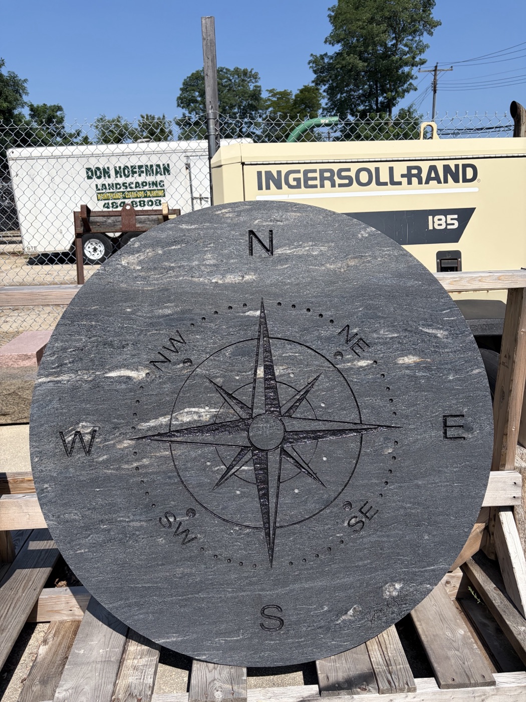 Dark slate compass rose in-stock inlay design