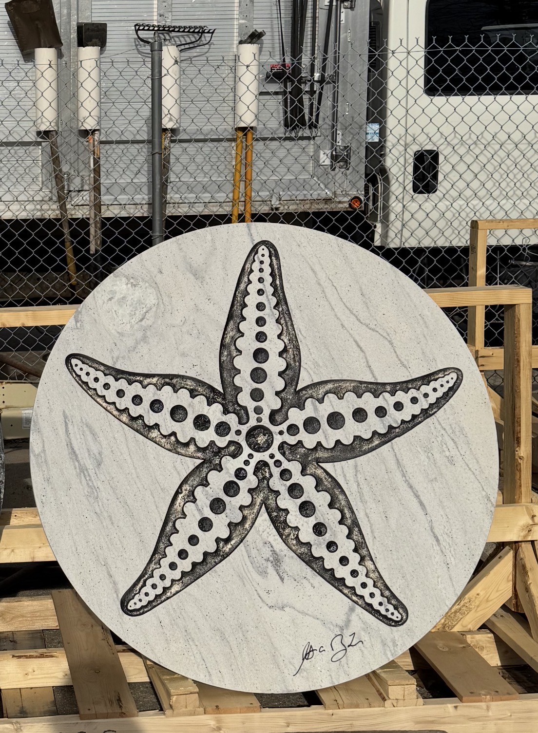 Starfish medallion in-stock inlay design